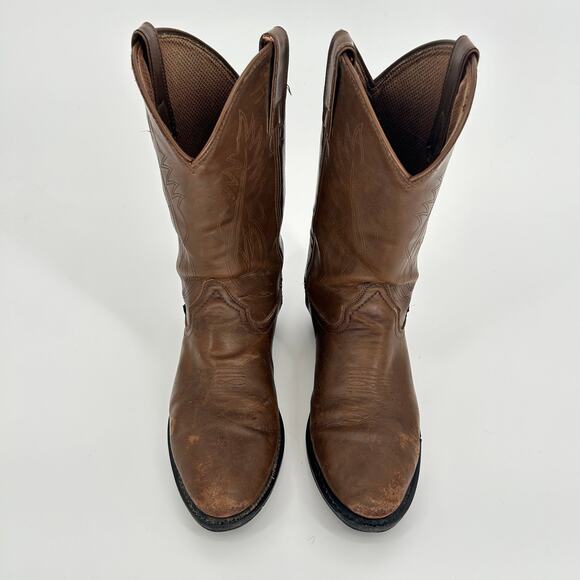 Justin Cowboy Boots Mens Size 13 EE Brown‎ Leather Mid Calf Western Made In USA main image 4